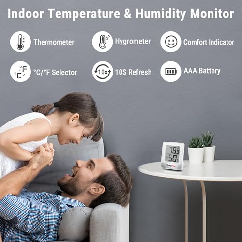 TempPro TP49 3 Pack Digital Hygrometer Indoor Thermometer - color: White Indoor Thermometer