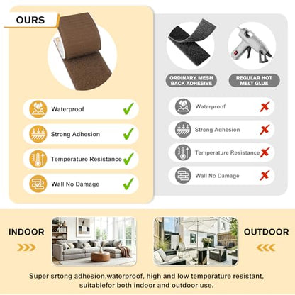 SummerBrite Hook and Loop Strips with Adhesive, Brown, 2 x 5 in, 16 Pairs - color: Brown, size: 2x5IN 16 Pairs