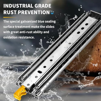 YENUO Locking Heavy Duty Drawer Slides Full Extension 12–60 Inch 500 LB - size: 16 Inch, style: Load:500 lb (With lock) -W:76mm