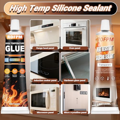 High Heat Silicone Glue Clear and Black, 100ml Heat Resistant Sealant - color: Clear and Black