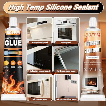 High Heat Silicone Glue Clear and Black, 100ml Heat Resistant Sealant - color: Clear and Black