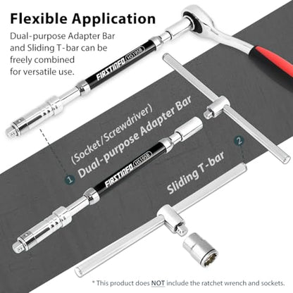 FIRSTINFO 1/4 Inch Drive Adjustable 2-Way Speed T-Handle Spinner Wrench
