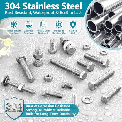 324PCS Hex Nuts and Bolts Assortment Kit, 1/4-20, 5/16-18, 3/8-16 SAE