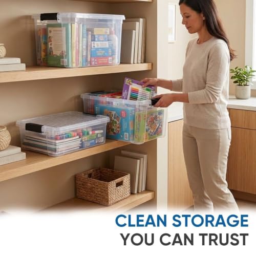 Superio 13.7 Quart Clear Plastic Storage Bin with Lid, Stackable Organizer Box, BPA-Free Storage Container for Home, Garage, School & Office, 1 Pack - size: 13.7 Quart