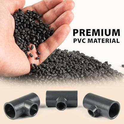 PVC Schedule 80 Reducing Tee 1-1/4" x 1-1/4" x 1" (Two 1-1/4" Run x 1" Branch) Socket x Socket x Socket (Slip) Pressure Pipe Fitting, Gray - size: 1.25" x 1"