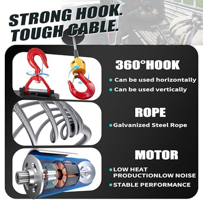 3-in-1 1500W Electric Hoist Winch, 120V Portable Electric Hoist with Remote (Manual/Cable/Wireless), 1500 lbs Capacity, 16 ft/min Speed, 25ft Height – for Garage, Warehouse (Orange) - size: 1500LBS