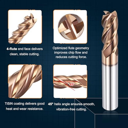 Carbide End Mill 3/8" Dia 7/8" CL 2-1/2" L 3/8" Shank 4 Flute - size: 3/8" Dia - 7/8" CL - 2-1/2" L - 3/8" Shank