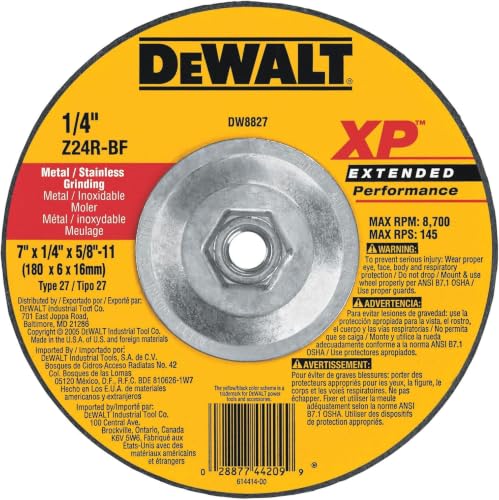 DEWALT DW8827 7-Inch by 1/4-Inch by 5/8-Inch-11 XP Grinding Wheel (Pack of 10) - size: One Size (Pack of 10)