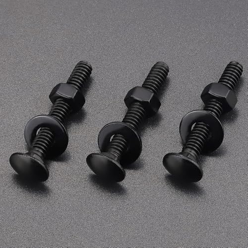10 Sets 3/8-16 x 2 Carriage Bolts and Nuts & Flat Washers, 304 Stainless Steel 18-8, Black Coated, Heavy Duty Bolts for Home & Machinery Assembly & Repair, Automobile, by RoyceMart - size: 3/8-16 x 2"