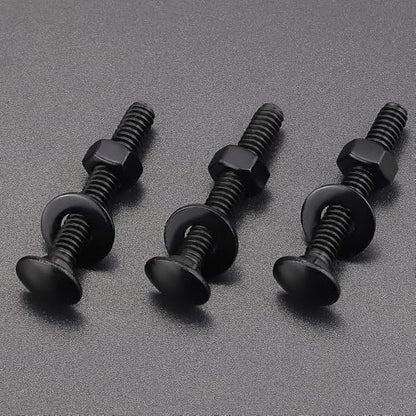 10 Sets 3/8-16 x 2 Carriage Bolts and Nuts & Flat Washers, 304 Stainless Steel 18-8, Black Coated, Heavy Duty Bolts for Home & Machinery Assembly & Repair, Automobile, by RoyceMart - size: 3/8-16 x 2"