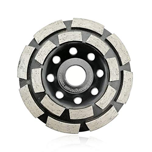 SHDIATOOL 4 Inch Double Row Diamond Grinding Cup Wheel for Concrete Granite Marble Masonry Brick Fits 5/8 Inch Arbor - size: 4 Inch, style: Double Rows