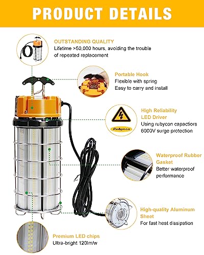 LED Temporary Work Light 250W 30000LM 5000K Construction Lights - size: 250W with 10FT Cord