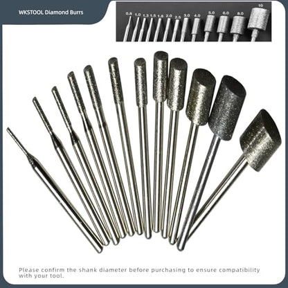 30Pcs Flat Cylinder Diamond Burrs,1mm Head Dia,3/32inch Shank,Grinding Sanding Sharpen Deburr Grind Abrasives Rotary Bits for Jewelry Glass Jade Stones Grout Die Steel - size: A10-3/32inch shank-150Grit