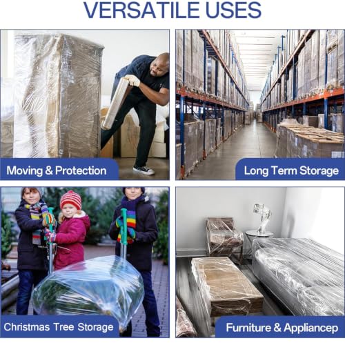 Shrink Wrap Roll 18 in 1500ft, Stretch wrap for Moving, Pallet Wrap 4 Pack - size: Clear 18in 4Roll
