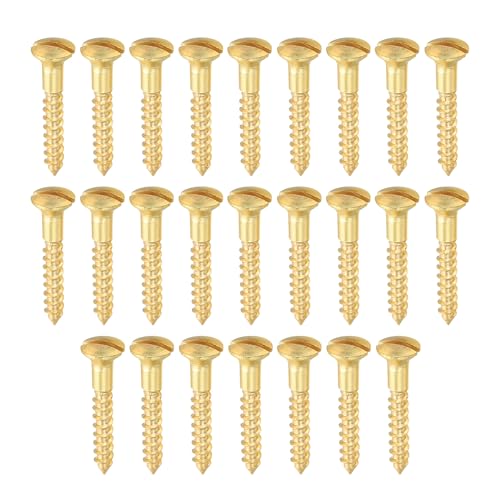 PATIKIL M2.5 x 16mm Slotted Wood Screw, 25 Pack Solid Brass Oval Head - size: M2.5x16mm
