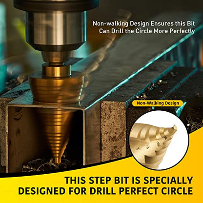 Anfrere Large Step Drill Bit - style: 1pc M2 Larger Bit (Gold)