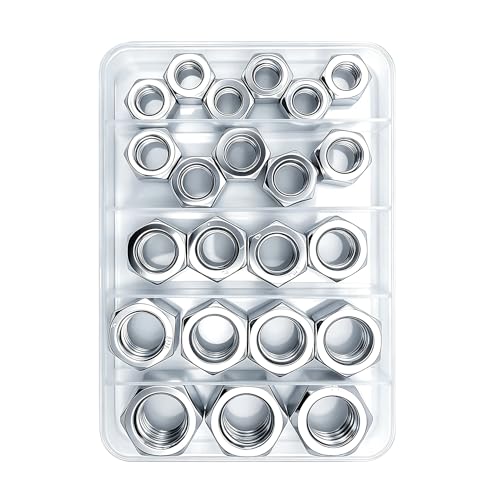 5 Sizes 22pcs Hex Nuts Assortment Kit,M10 M12 M14 M16 M18 Galvanized Metric Assorted Hardware Nuts Sets - size: M10-M18(22pcs)