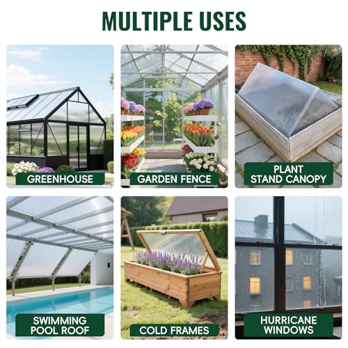 EVERECO 6 Pcs Greenhouse Panel, 6'FT x 2'FT x 0.16" in Polycarbonate Sheet - size: 6'FT x 2'FT x 0.16"IN