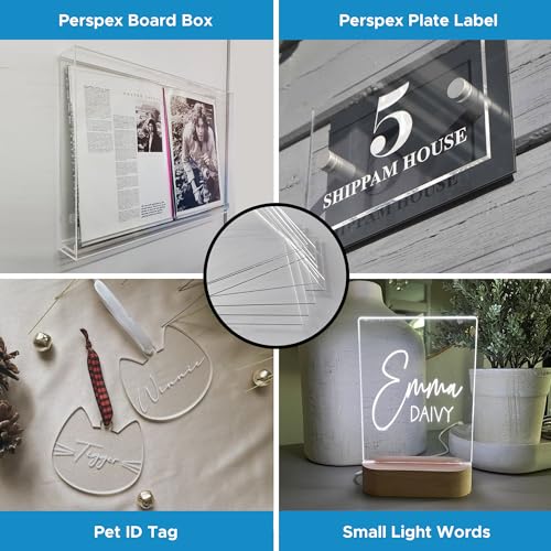 OMTech 10 Pack Clear Acrylic Sheets 12x8 Inch 3mm for Laser Engraving DIY - color: Clear, size: 12''x8''x1/8''