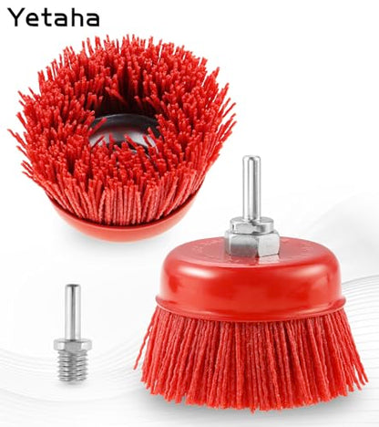 Yetaha 2Pcs 4in Nylon Abrasive Cup Brush 5/8"-11 Thread