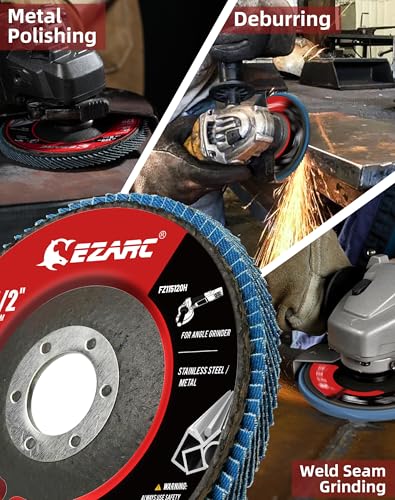 EZARC Zirconia Flap Discs 120 Grit High Density, 4.5x7/8", Type 29, 12-Pack - size: 120 GRIT, style: High Density Version