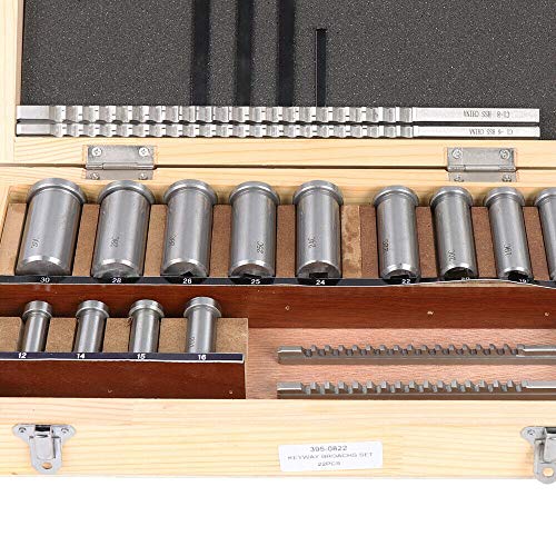 TFCFL 22pcs Keyway Broach Kit Metric Size Metalworking Tool Lathe Collared Bushing Shim Set Metric Size Metalworking Tool Set 12-30 HSS for CNC Router
