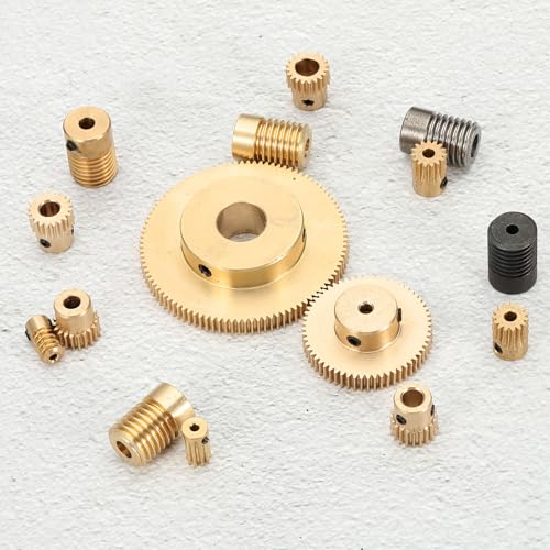 uxcell Worm Gear Set 100T 0.5 Module 100:1 Reduction Rate, Right Rotation Drive Gear Box Wheel Reduce Transmission Part (Brass Gear-12mm Bore, #45 Steel Rod 4mm Bore) - size: Gear-12mm, Rod-4mm Bore, style: 0.5M-100T