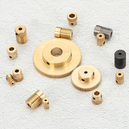 uxcell Worm Gear Set 100T 0.5 Module 100:1 Reduction Rate, Right Rotation Drive Gear Box Wheel Reduce Transmission Part (Brass Gear-12mm Bore, #45 Steel Rod 4mm Bore) - size: Gear-12mm, Rod-4mm Bore, style: 0.5M-100T