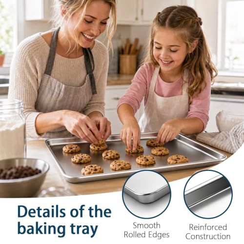 17.5×13 Inch Stainless Steel Baking Sheet, 2 Pack Heavy Duty Oven Pan