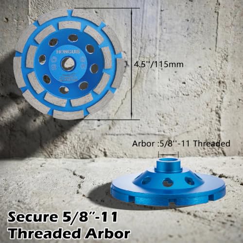 4 1/2 inch Concrete Grinding Wheel,5/8"-11 Arbor Diamond Cup Grinding Wheel Double Row for Granite Marble Concrete Masonry Stone - style: 4.5 Inch