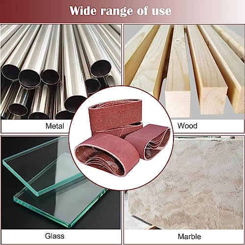 18 Pack 2-1/2 x 16 Inch Abrasive Sanding Belts Kit - 60 80 120 150 240 400 Grit Aluminum Oxide Clothed Backing Sander Belts for Wood-Working, Metal and Paint Grinding and Polishing (2.5" x 16")