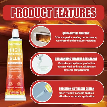 High Heat Adhesive Set, 3.38floz High Temperature Sealant (Clear)