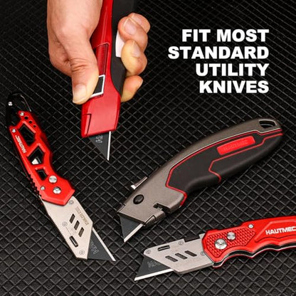 HAUTMEC Utility Knife Blades 20-Pack, Ultra-Sharp SK2H Black Rust-Resistant Blades with Safety Dispenser, Standard Size Replacement Blades for Box Cutters & Utility Knives - style: 20 PCS | SK2H