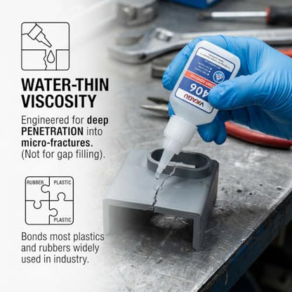 406 Instant Adhesive Super Glue Clear High Strength Rubber & Plastic Bonder 20g 12 Pack - size: 406, style: 12 Pack