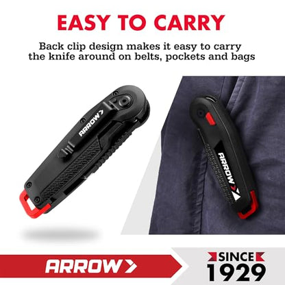 ARROW Utility Knife, Speed Release Folding Knife with 13 Blades