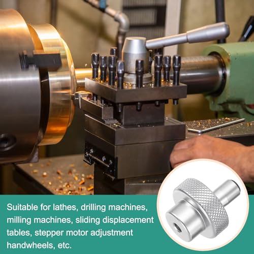 HARFINGTON Aluminum Alloy Handwheel 30mm OD 5mm Bore Lathe Hand Wheel with Rotate Handle Aluminum Milling Machine Handle with Wrench and 2pcs Screws for Milling Machine Lathe, Silver Tone - size: 30mm x 5mm