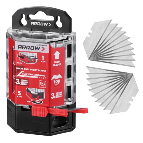 ARROW 100-Pack Utility Knife Blades, SK2 Steel Replacement Blades