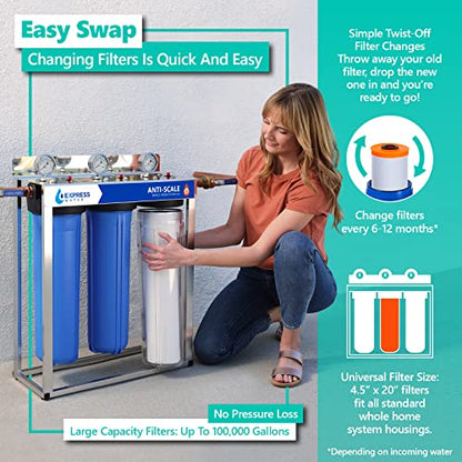 Express Water Polyphosphate Anti-Scale Water Replacement Filter – Whole House Replacement Water Filter – PHO High Capacity Water Filter – 4.5” x 20” inch – 2 Pack - size: 2, style: Individual Filters