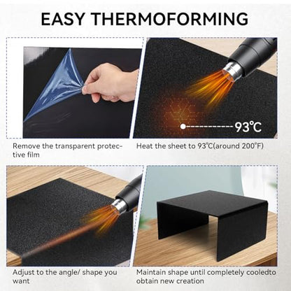 2 Pack ABS Plastic Sheets 1/8 inch Thick 16×12In Black Plastic Thermoplastic Thermoform Two-Sided Hard Plastic Sheet with Protective Films Matte and Frosted Surfaces for DIY Crafts Projects - size: 12x16x0.12In