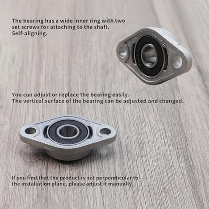 Pillow Block Bearing 4Pcs, 7/16" (12mm) ID Mounted Pillow Block Bearings, Zinc Alloy Steel Mounted Flange Bearing, Self Alignment, KFL001 - size: 7/16"(KFL001)