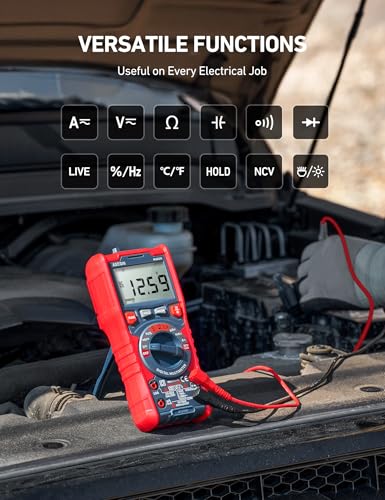 AstroAI 6000 Counts TRMS Auto-Ranging Digital Multimeter, NCV Live Wire Detection, Capacitance & Temperature Tester, CAT III 600V Safe for Home & Auto, Large Screen & Smart Safety Alert, Flashlight