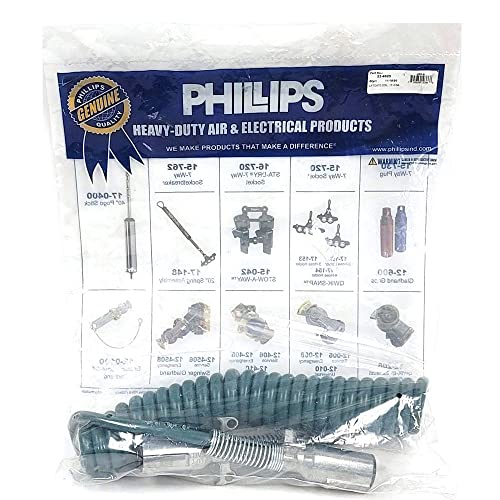 Phillips Industries 23-4625 Single Pole Coiled Liftgate Charging Cable Electrical Assembly (15 Feet, 1 Hot, 100 amp) Long Haul Truck Trailer Tractor