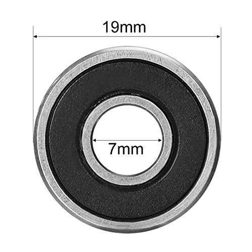 uxcell 607-2RS Deep Groove Ball Bearing Double Sealed 180017, 7mm x 19mm x 6mm High Carbon Steel Z1 Bearings (Pack of 10) - size: 7mmx19mmx6mm