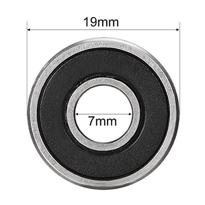 uxcell 607-2RS Deep Groove Ball Bearing Double Sealed 180017, 7mm x 19mm x 6mm High Carbon Steel Z1 Bearings (Pack of 10) - size: 7mmx19mmx6mm
