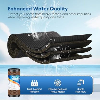PUREPLUS 1 Micron 10"x4.5" Whole House Water Filter, KDF & Carbon, 1 Pack - size: 1 Count (Pack of 1), style: 1 Micron