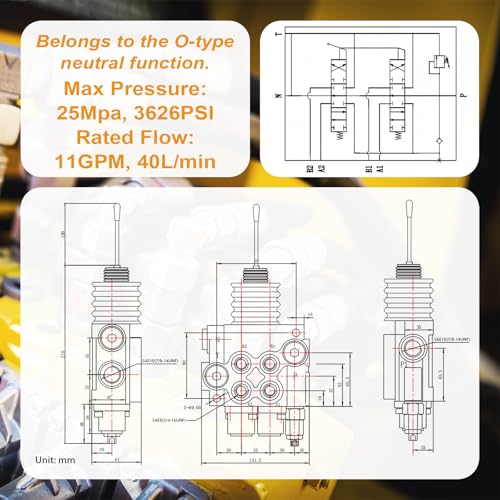 Hydraulic Control Valve, 1 Joystick, 2 Spool, 11GPM, Close Center