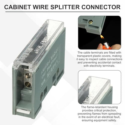 MECCANIXITY 1 in 4 Out Rail Terminal Blocks, 690V 100A Connectors Power Distribution Block with Flame-Retardant Housing for Power Distribution Cabinets 18mm Width 14-12AWG Gauge - size: 18mm 14-12AWG, style: 1 in 4 Out