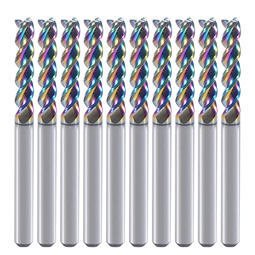 1/8" Carbide Square End Mill for Aluminum Copper Applications, 3-Flute,1/8" Cutting Diameter,DLC Coating, CNC Router Bits, End Mill Bits, U-Type Design, 10-Pack (3.175 * 3.175 * 17mm) - size: 3.175*3.175*17mm
