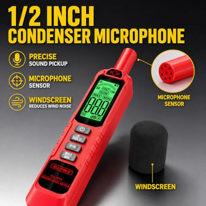 GL81A Digital Sound Level Meter,30‑130dB A‑Weighted SPL Tester-BLACK-RED - color: Red