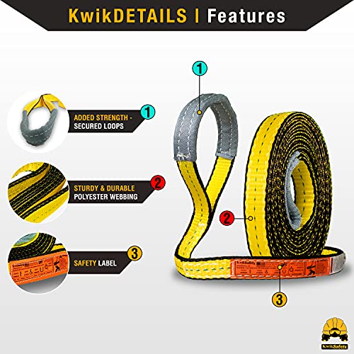 KwikSafety - Charlotte, NC - Mighty Sumo 1”x 20’ Poly Web Sling Lifting Strap Construction ASME OSHA / 3200lbs Vertical 2550lbs Choker 6400lbs Basket/Rigging Moving Towing Hoisting Gear - size: 1"x20' | 3200 lbs